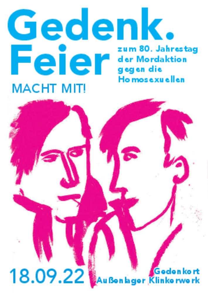 Gedenkfeier für homosexuelle Opfer im KZ-Außenlager Klinkerwerk, September 2022.