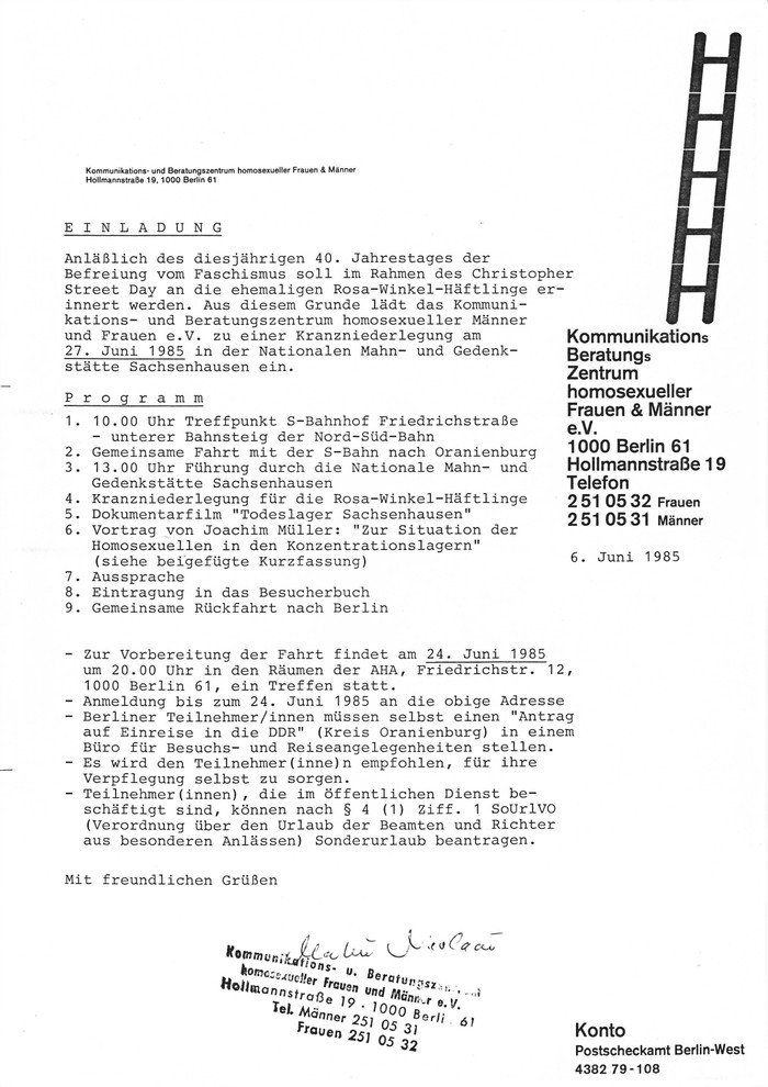 Einladung zur Kranzniederlegung