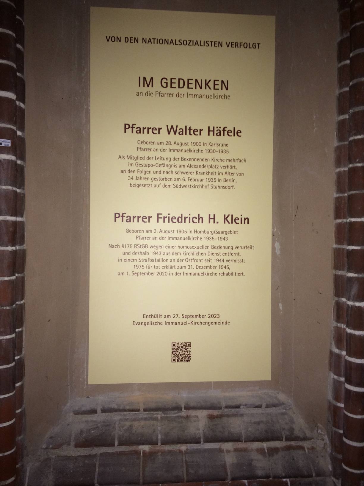 Gedenken: Verfolgte Pfarrer Häfele & Klein (NS-Zeit).