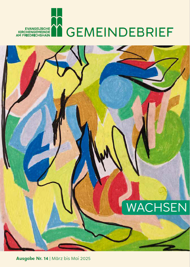 Gemeindebrief mit abstrakter Kunst und dem Wort 